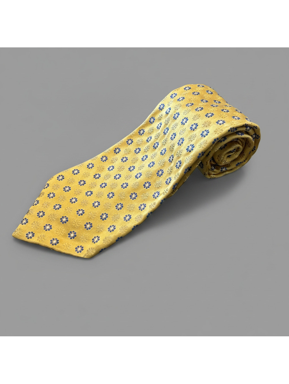 Brooks Brothers Makers Yellow Blue Floral Medallion Silk Tie